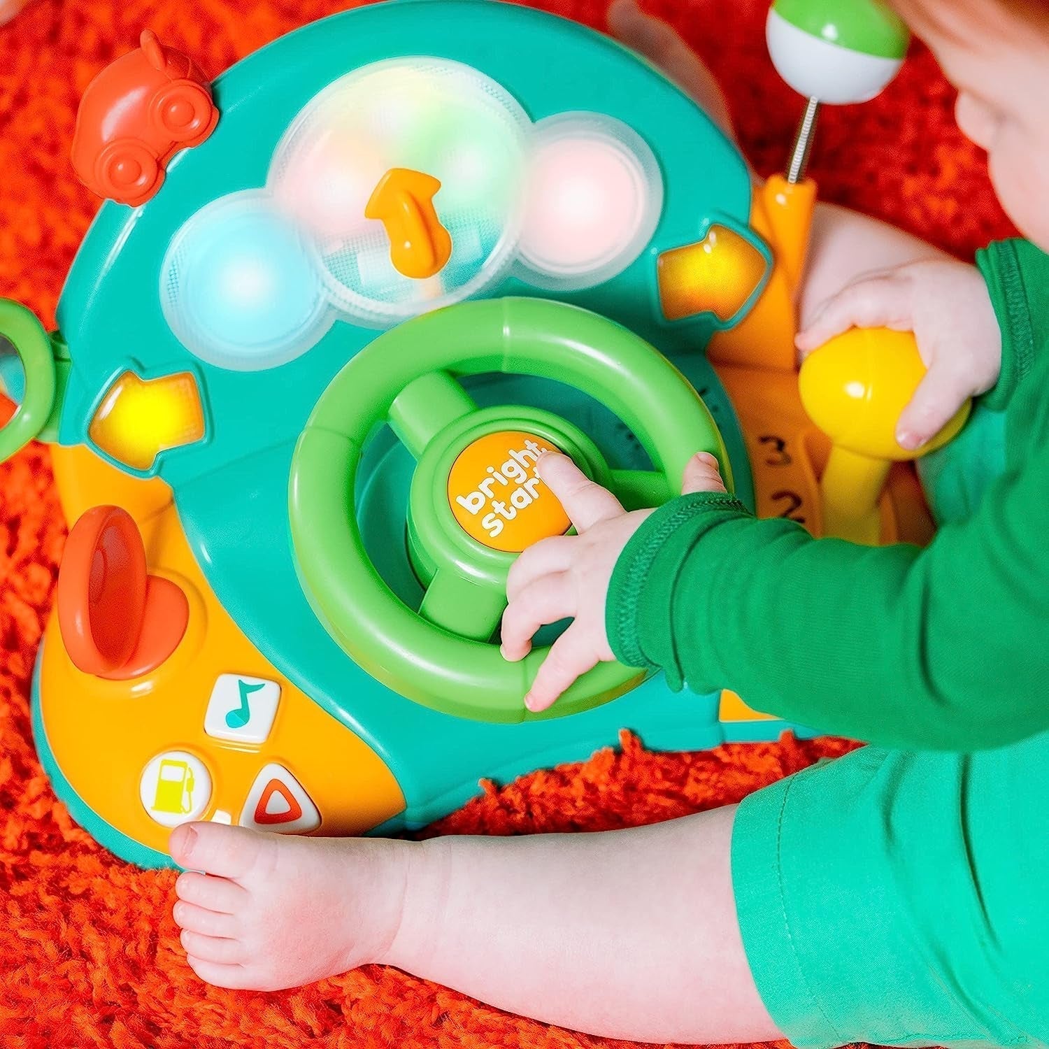 Bright Starts, leksaksratt, Lights & Colors Driver, med musik, billjud, blinkers, växelspak och mer Bebe Naty Shop Toys