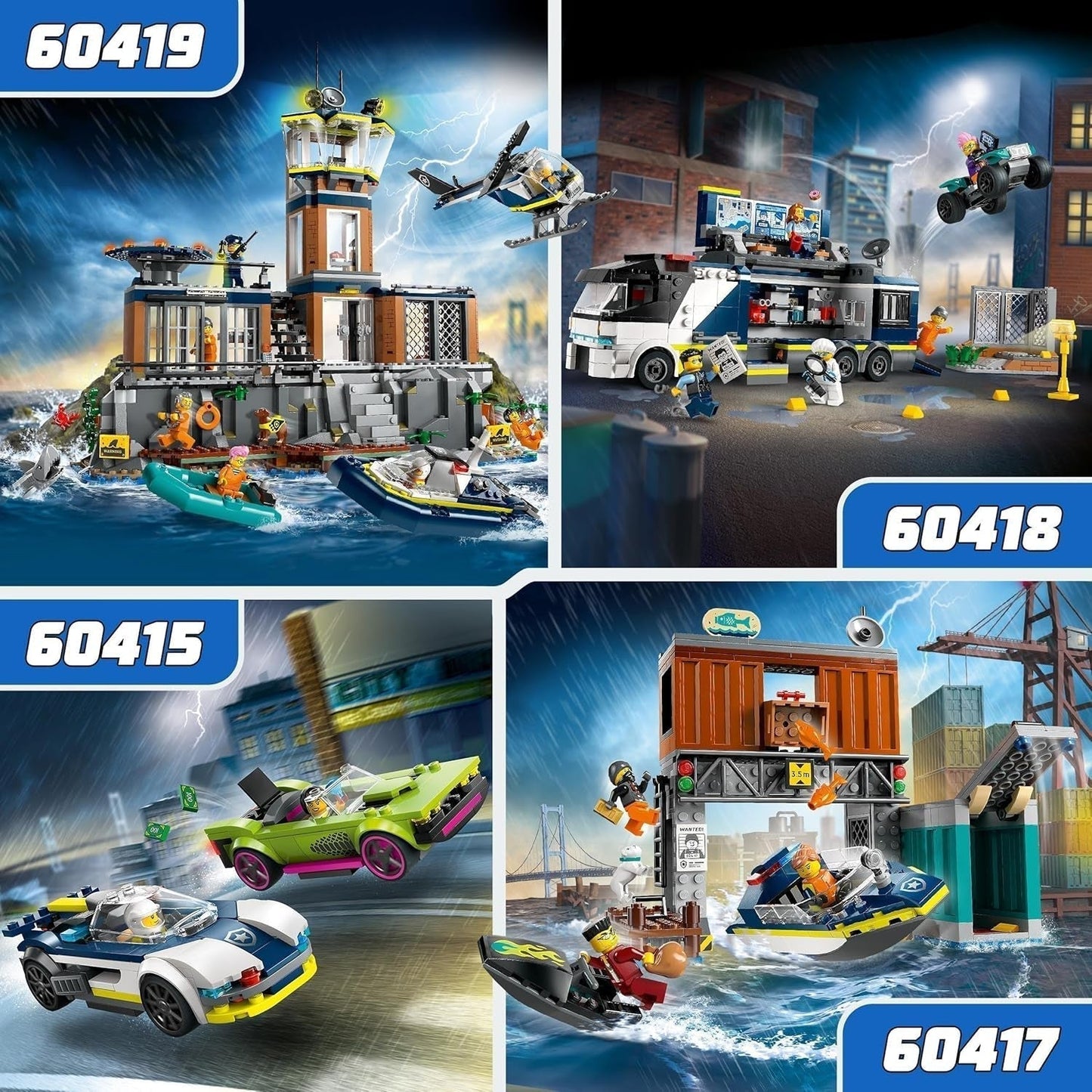 LEGO City Car Chase med polisbil och muskelbil, leksakståg med 2 racerbilar, polispresent för barn, pojkar och flickor från 6 år, set med polis och minifigurer Ganovin 60415 Byggset Besuche den LEGO-Store