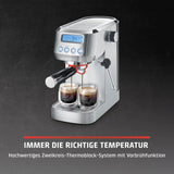 CASO EspressoGourmet Crema - Portafilter espressomaskin med mjölkskummare, espresso, cappuccino, rostfritt stål portafilter, ULKA 20 bar pump, kaffemaskin, malet kaffe, ESE kapslar