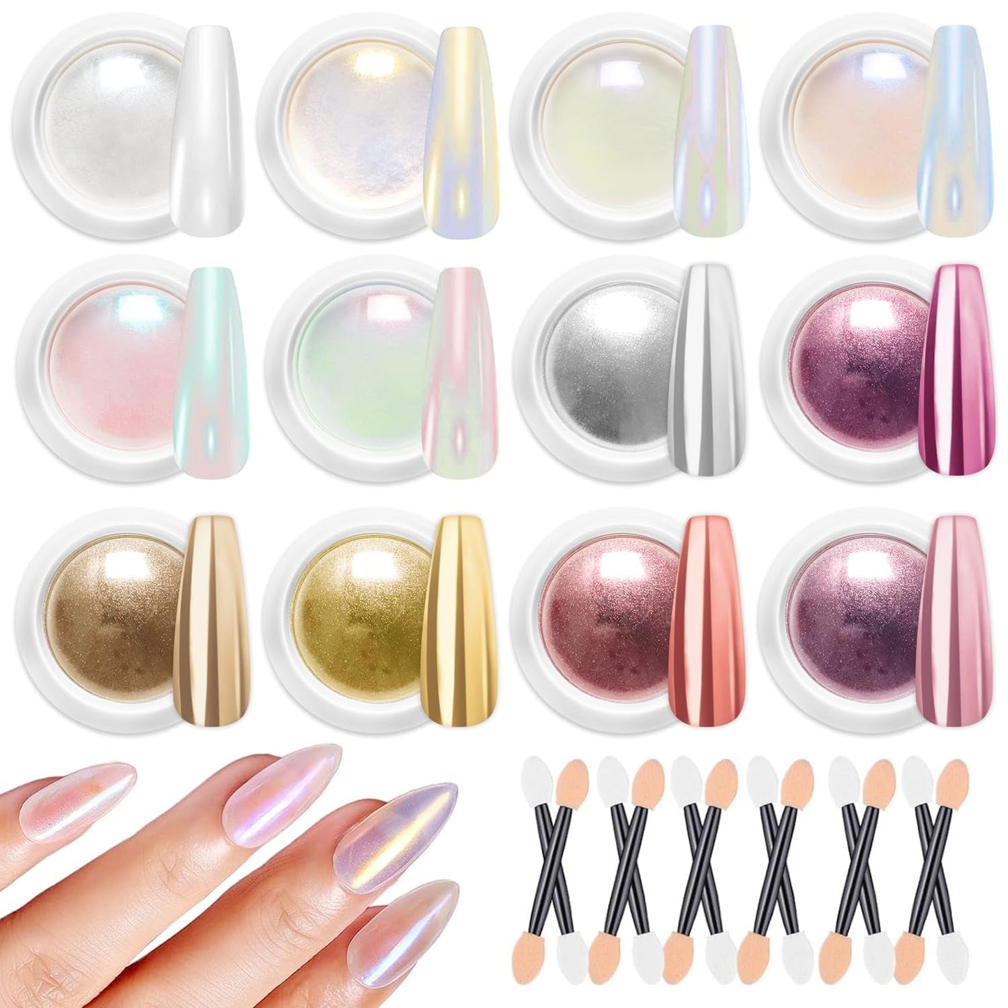 BISHENGYF Rose Gold Chrome Nail PowderNeue Upgrade Grosse Kapazitä Chrom PulverSuper-Spiegeleffekt Metall Mirror Chrome Powder – Neon Glassy Pearl Effect Glitter Nagelkunst Pulver Für DIY Salon