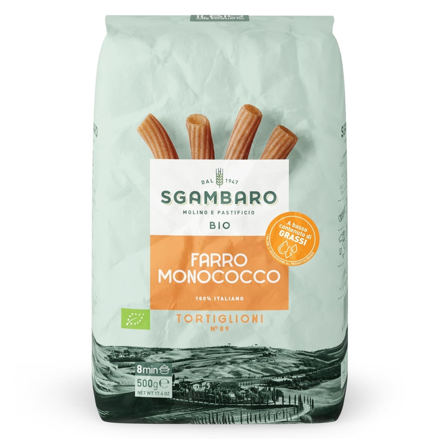 Ekologisk Tortiglioni Pasta nr 89 - 500g Vetepasta med låg fetthalt – Låg fetthalt – Källa till fiber och protein