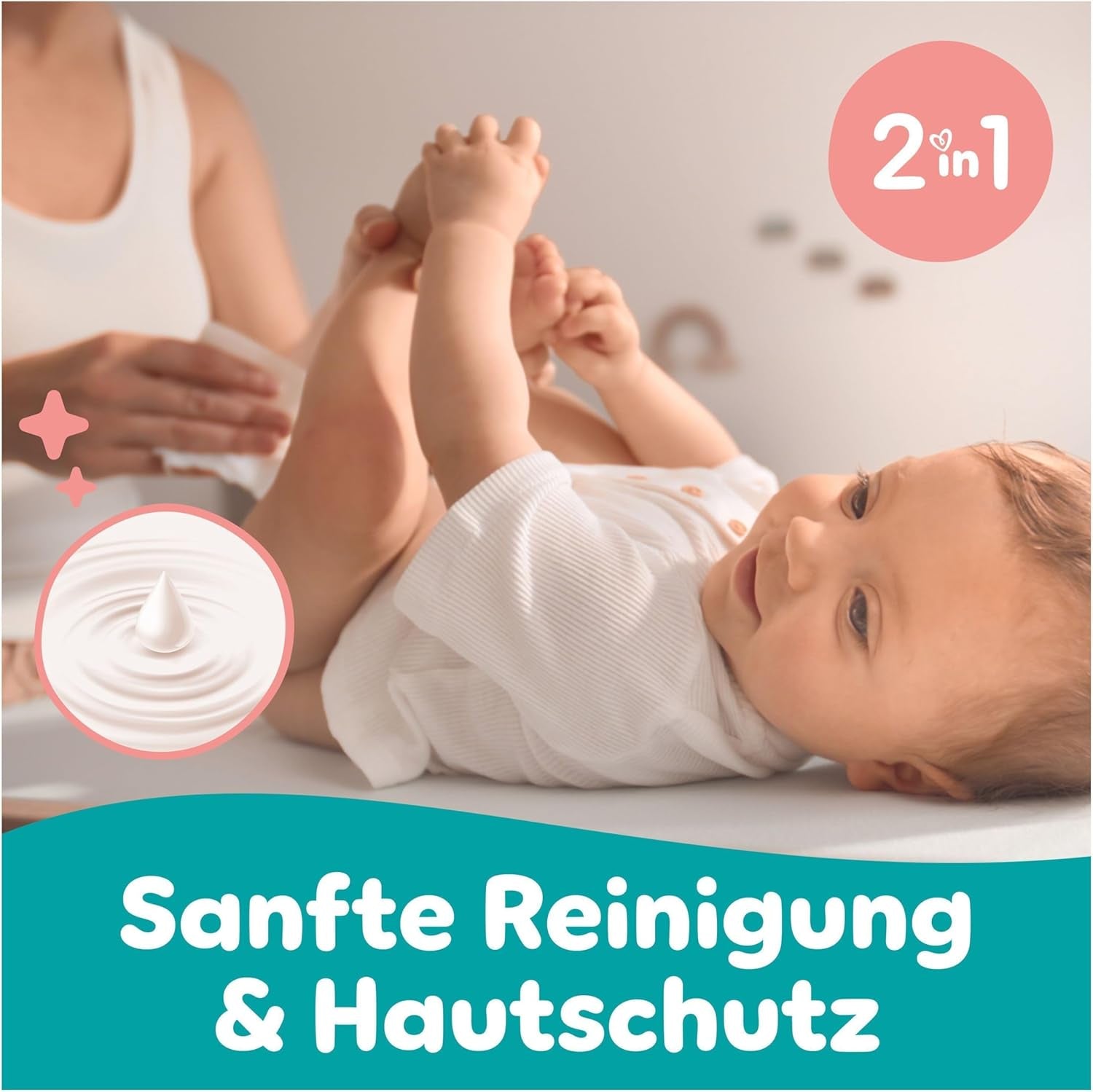 Pampers Sensitive Baby Wipes, 15 paket med 80 våtservetter, 1200 babyservetter, 2-i-1 skonsam rengöring och hudskydd