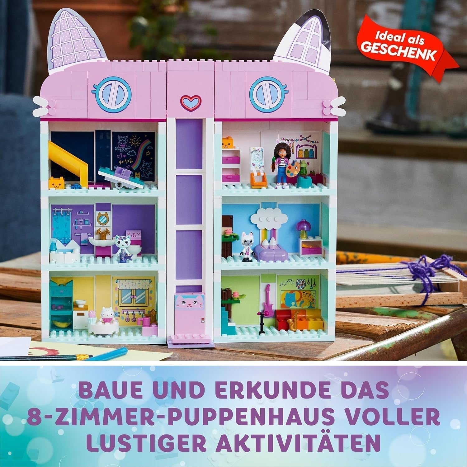 Lego 10788 Gabbys dockhusleksaksset, 8 rum och 4 våningar Gabbys dockhusleksak med Pandi, Meerkat, Kuchifigurer och tillbehör, present till 4-åriga flickor, pojkar och barn Byggset Besuche den LEGO-Store