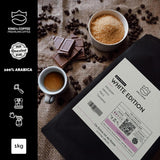 KING'S COFFEE - WHITE EDITION - lätt blandning 100% Arabica från Etiopien, Mexiko, Peru och Tanzania - liten sats rostning i Italien - hela espressobönor för portafiltermaskiner - 1 kg