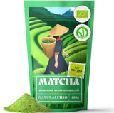 Naturalebio BIO Grönt tepulver 100 g. För matlagning och bakning. Original japansk matcha. Grönt te från Japan, veganskt, glutenfritt och icke-GMO. Naturlig ekologisk produkt.