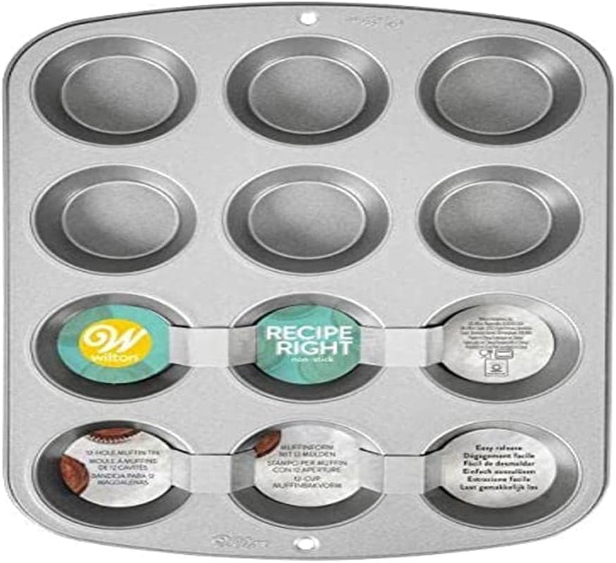 Wilton 03-3118 Cupcake- /Muffins Bakform, Recept Höger, Antihaft, 12 Vertiefungen, Grau Formar och bakplåtar Naty Shop