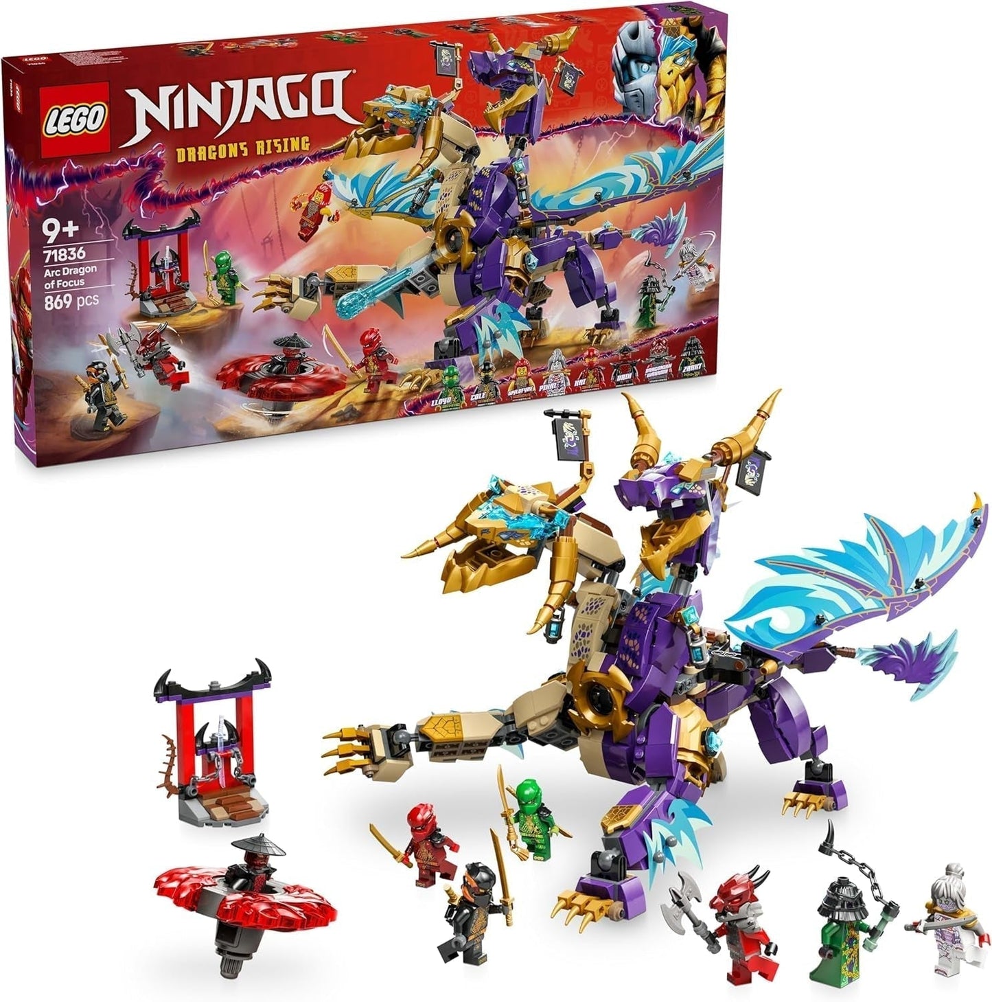 LEGO NINJAGO Lightbow Dragon - leksak med 8 minifigurer och ett Spinjitzu-hjul - interaktiv ninjabyggleksak för pojkar och flickor över 9 år - presentidé för fans 71836 Byggset Besuche den LEGO-Store Standardtitel