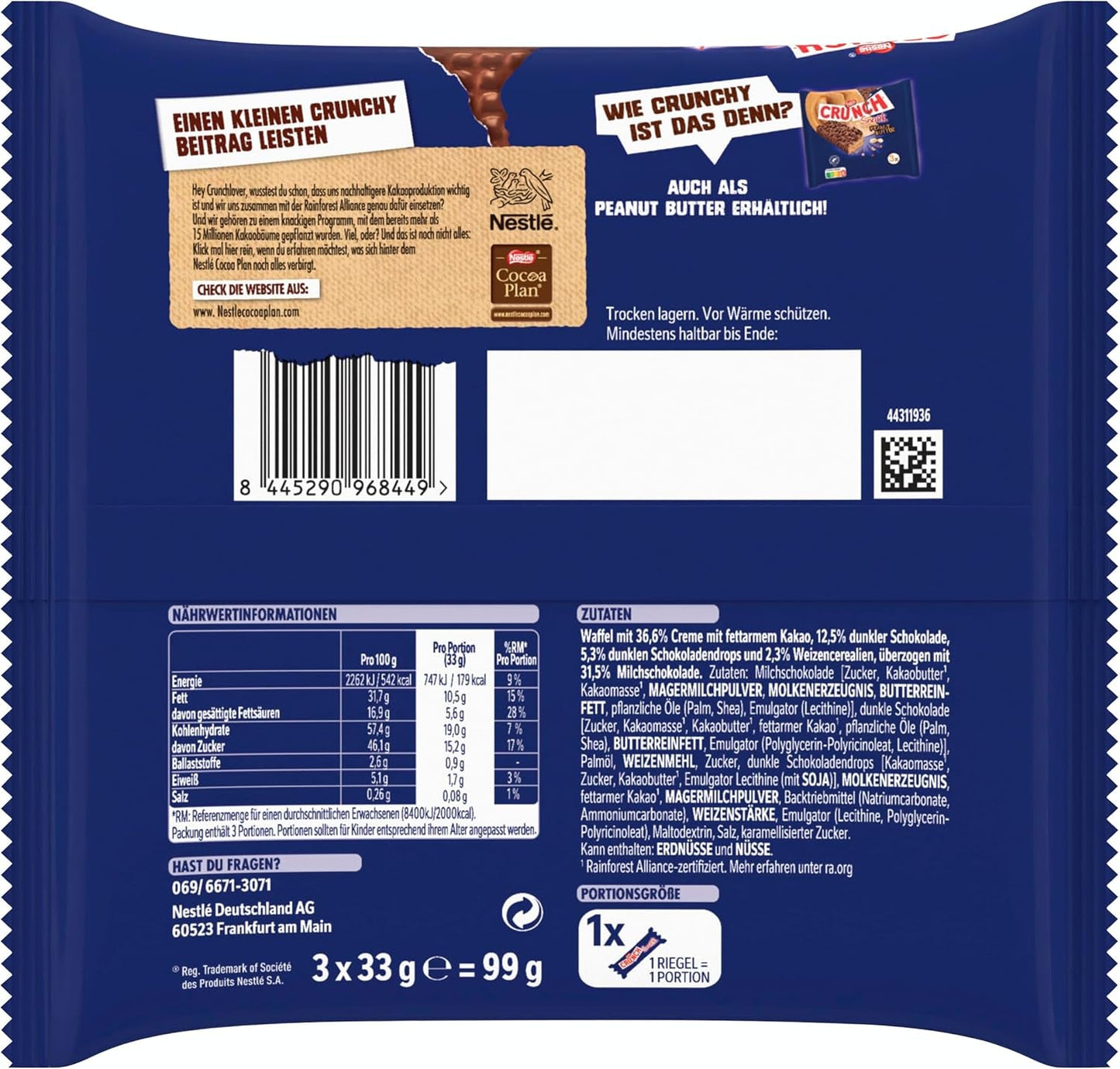 Nestlé Milk Bar Crunchy Milk Chocolate Cereal Bar 9-pack (3 x 33 g vardera)