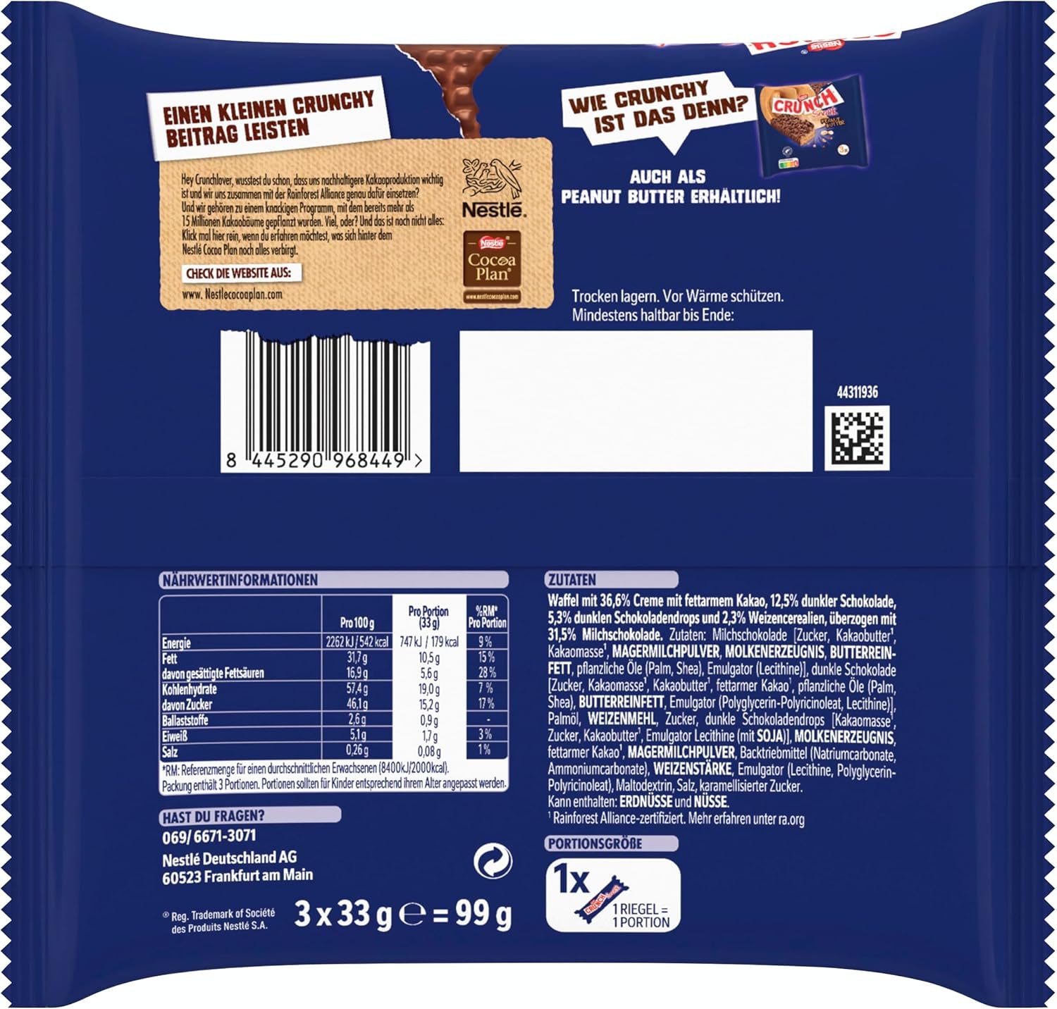 Nestlé Milk Bar Crunchy Milk Chocolate Cereal Bar 9-pack (3 x 33 g vardera)