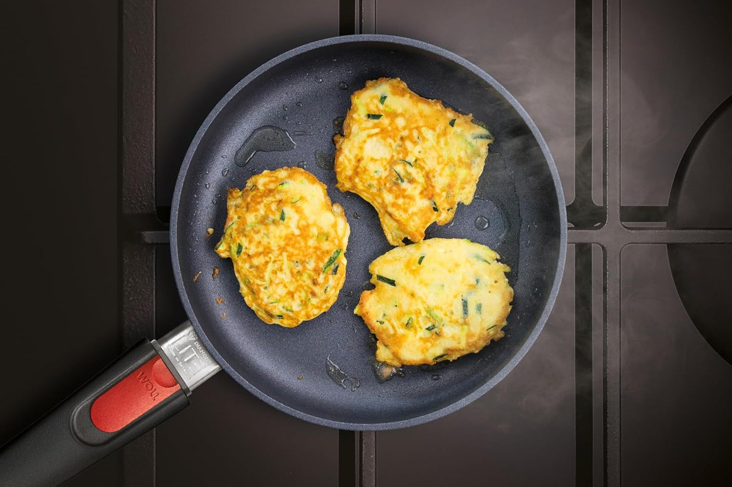 Woll Diamond Lite platt panna - Induktion -, Ø 20 Cm, 5 Cm höjd, Med avtagbart handtag - Lämplig för alla typer av hällar, Gjuten aluminium, Non-stick beläggning Grytor och kastruller Naty Shop