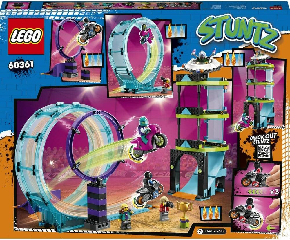 LEGO 60361 City Stuntz Ultimate Stunt Rider Challenge, 3-i-1-stunts för 1 eller 2 spelare, med 2-hjuliga leksaksmotorcyklar för barn, Set 2023 Byggset Besuche den LEGO-Store