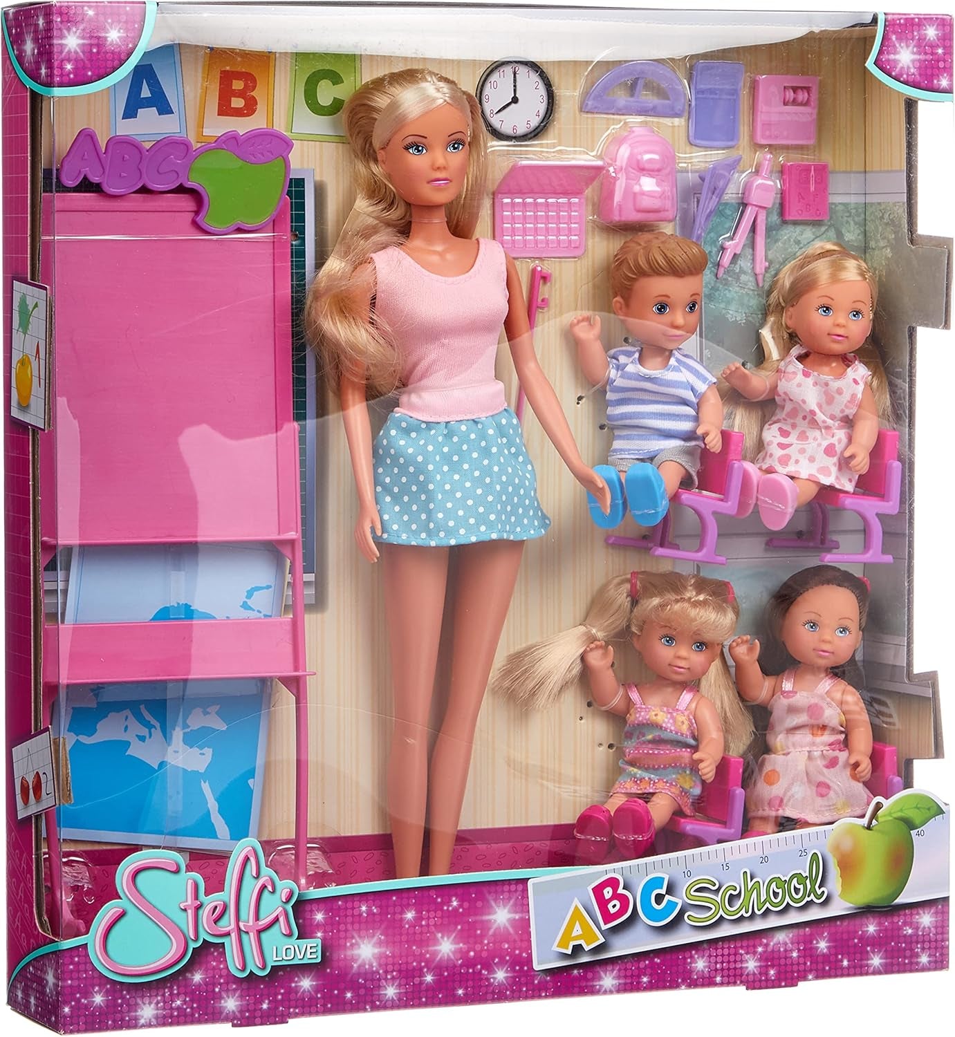 Simba - Docka Steffi Love Schoolgirl - Docka 29 cm - Bild och tillbehör + 4 elever - 105730472002