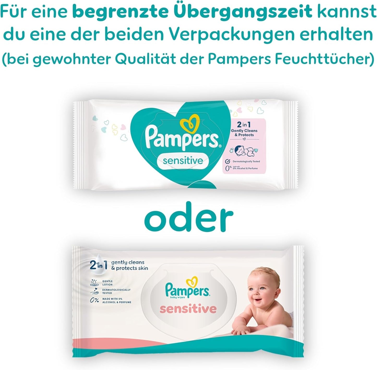 Pampers Sensitive Baby Wipes, 15 paket med 80 våtservetter, 1200 babyservetter, 2-i-1 skonsam rengöring och hudskydd