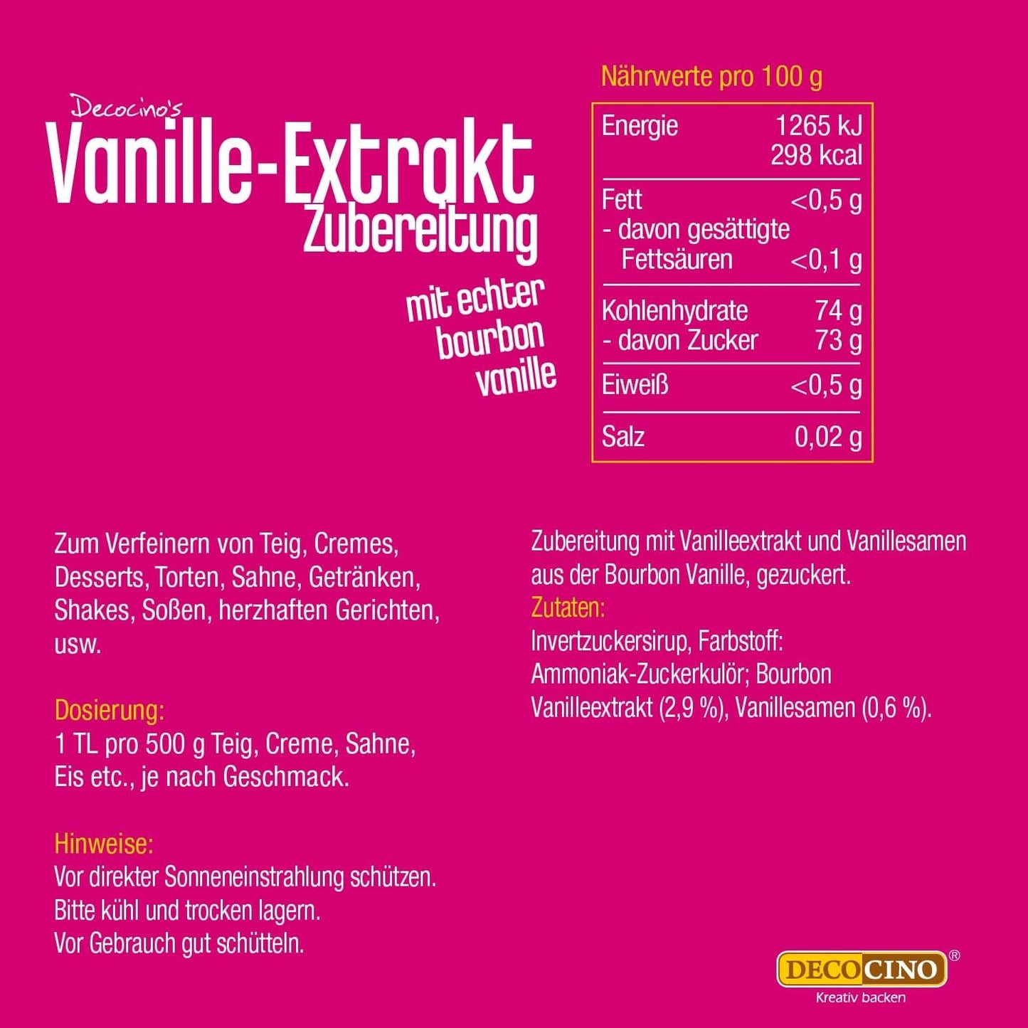 DECOCINO Vaniljextrakt (20 ml) Aromas Naty Shop