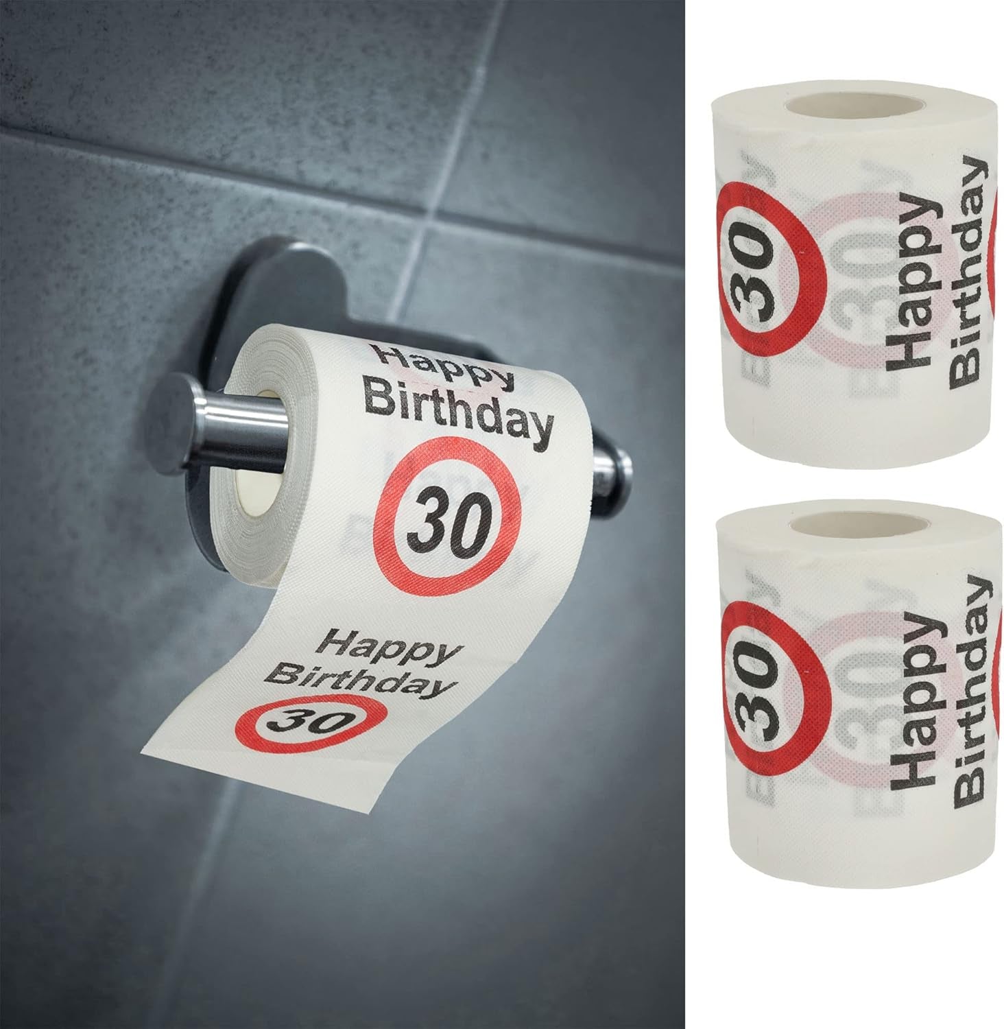 Set med 4 toalettpapper "Grattis på 40-årsdagen" │40-årsdagen 24 meter 2-tyger 180Gr/Qm │ Toalettpappersmotiv toalettpapper (4 x toalettpapper 40)