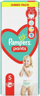 Pampers Byxblöjor storlek 5 (12-17 kg), 48 st, skydd och komfort. Lätt att använda Pampers blöjor.