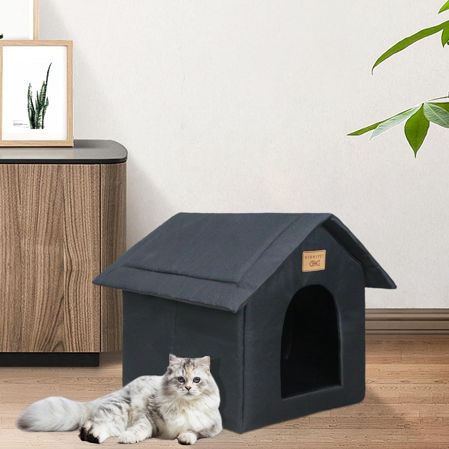 Katzenhaus Für Draußen Winterfest Wasserdicht Wetterfester Katzenhöhle Haustierhaus mit Katzenmatte Varm Hundehöhle Waschbar Hundehaus Tierheim Für Streuner Haustiere 40x35x40