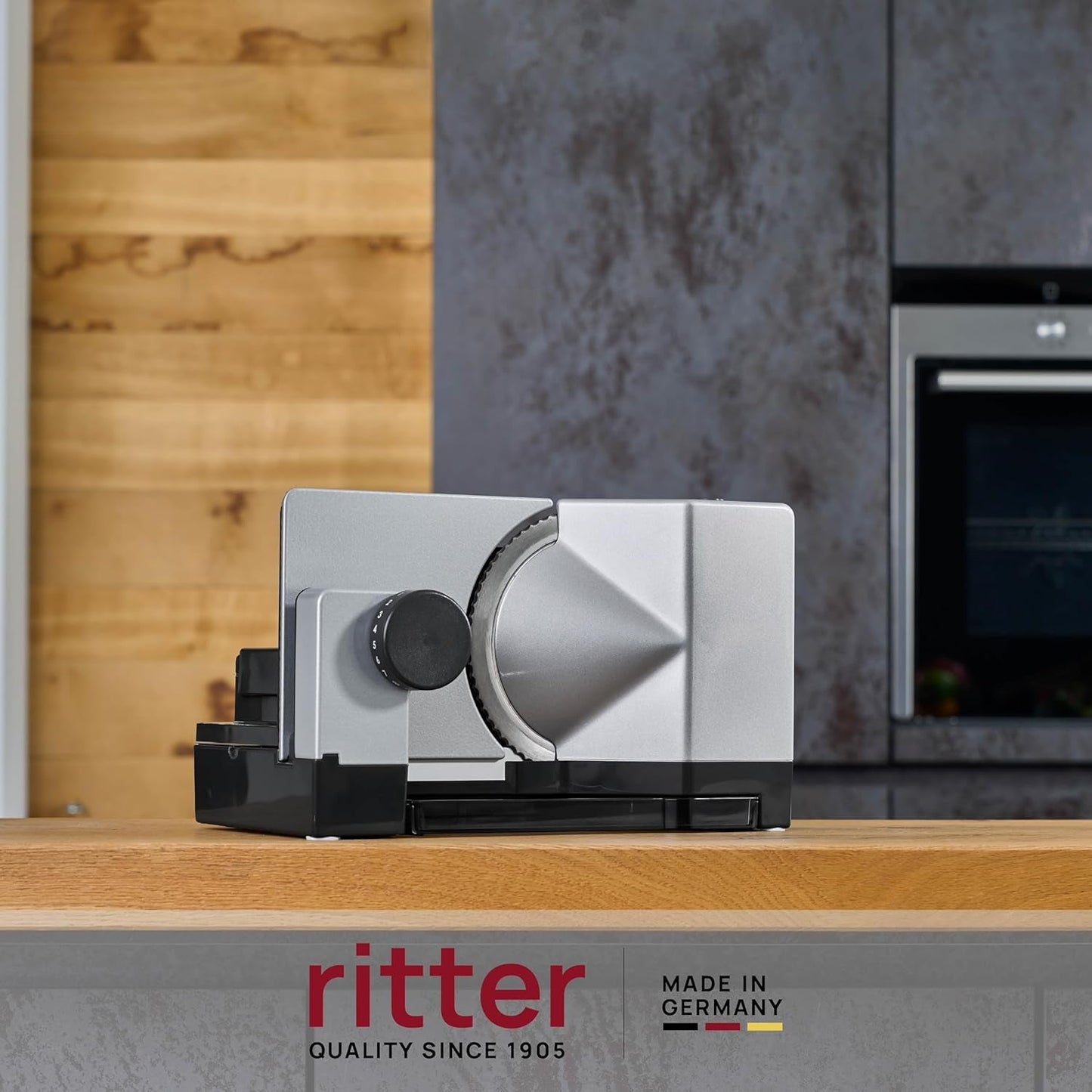 Ritter E 18 elektrisk multifunktionsskärare för vänsterhänta Tillverkad i Tyskland Strimlare och skärmaskiner Naty Shop