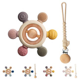 Babybitring med nappkedja - Tandningshjälp - Babyleksak 0-6 månader - Nyfödda Essentials - BPA-fri barnleksak - presentidéer för spädbarn