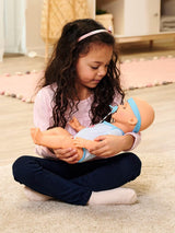 Simba 105030044 - Newborn Doll - Pojke, helvinyldocka med sovande ögon, dricks- och vätningsfunktion och tillbehör, 8 delar, 43 cm, babydocka, 3+