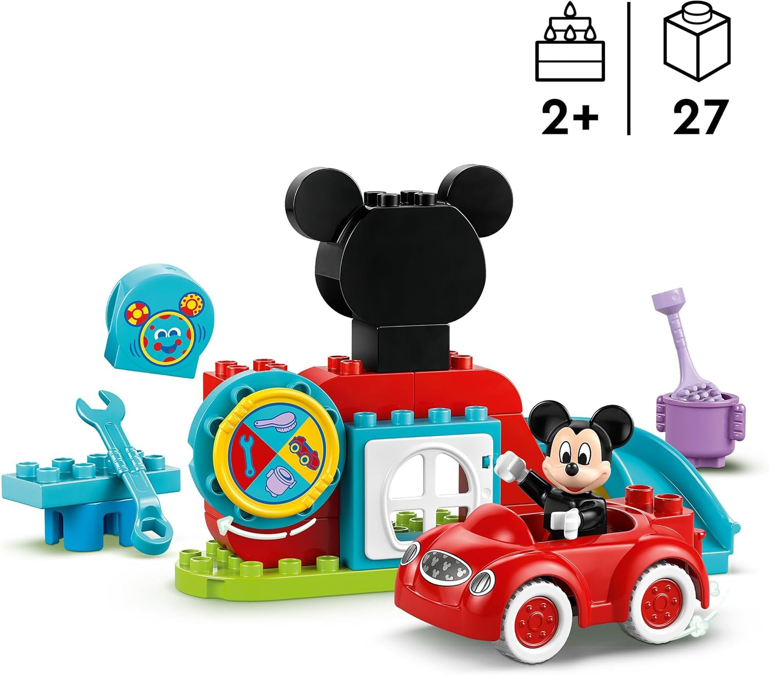 LEGO DUPLO - Disney Piggs klubbhus och bil - pedagogisk leksak för förskolebarn - byggset med 2 minifigurer, inklusive Musse Pigg och datortudlar - presentidé för pojkar och tjejer från 2 år 10454 Byggset Beuche den LEGO-Store
