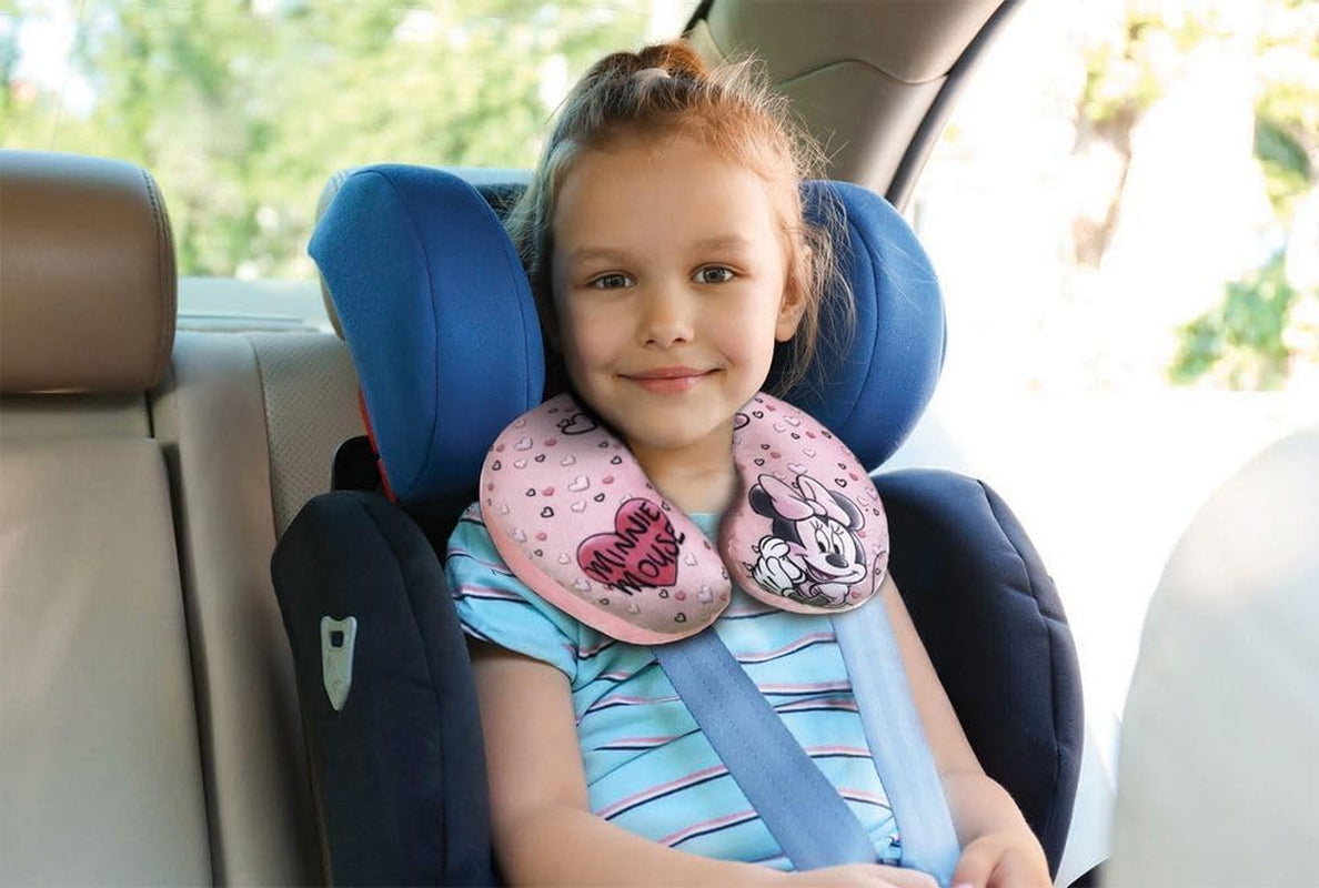 Tataway in Viaggio SI Grows - Disney Minnie Mouse Travel Kudde | Mjukt sammetslena material | Handtvättbar 30° | Fyllning med mikropärlor | Barnsits lämplig från 3 år, Rosa, one size, sammet Resekuddar Naty Shop