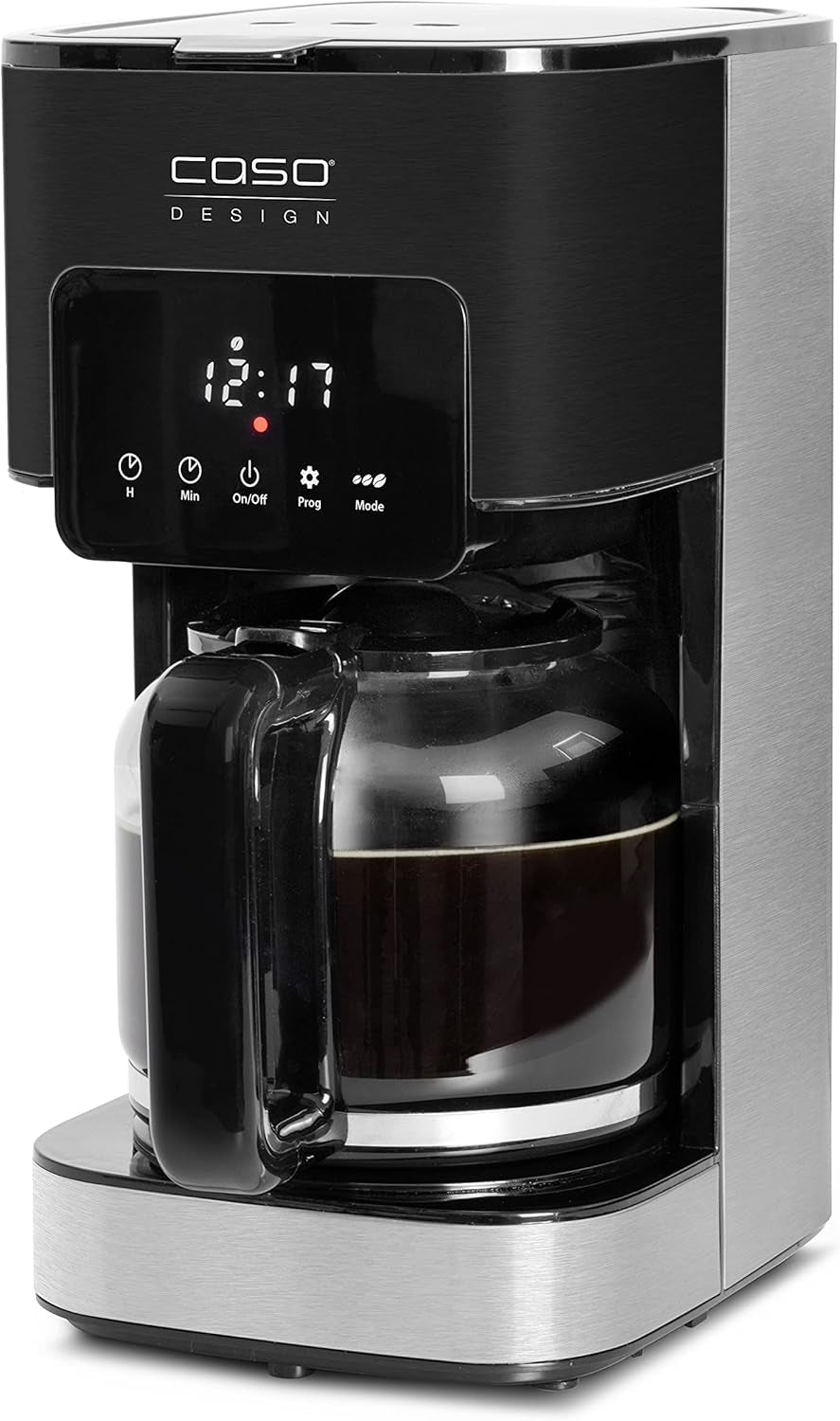 CASO Coffee Taste and Style espressomaskin med permanent filter, 1,5 l, optimal bryggtemperatur 92-96 °C, anti-droppsystem, optimerat brygghuvud, rostfritt stål, 12 koppar