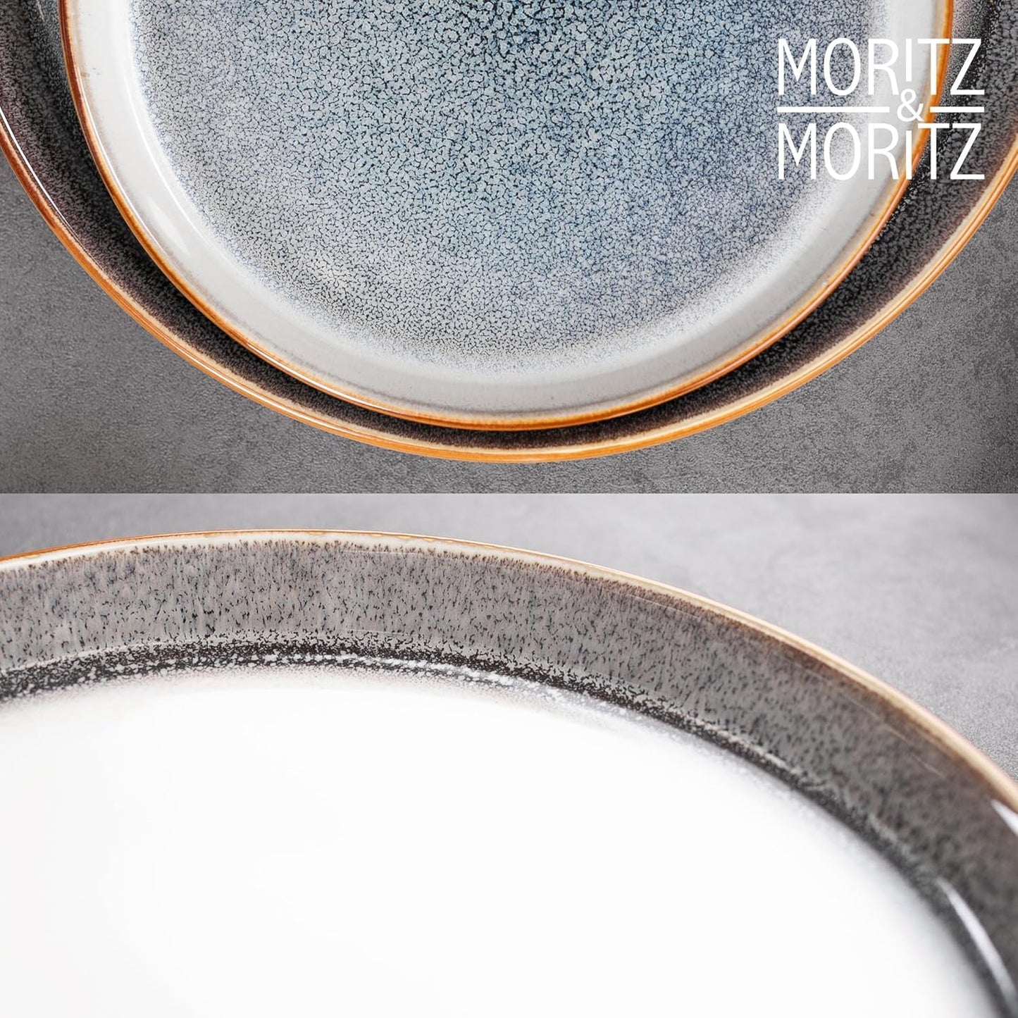 Moritz & Moritz TARENTO 24-delat servisset för 6, grå - Elegant tallriksset i stengods av hög kvalitet - Matservisset innehåller 6 mattallrikar, 6 desserttallrikar, 6 middagstallrikar och 6 koppar
