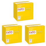 , Engångspappersservetter, idealiska för aptitretare och cocktails, paket med 100 servetter, storlek 24X24, 4-lagers, 2-lagers, gult, 100 % rent cellulosapapper, Fsc-certifierat (paket med 3)