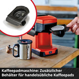 Sladdlös espressomaskin Einhell TE-CF 18 Li-Solo Power X-Change (18 V, 240 ml vattentank, för filterkaffe och kaffekapslar, bärhandtag, inkl. kaffekopp med lock, utan batteri)