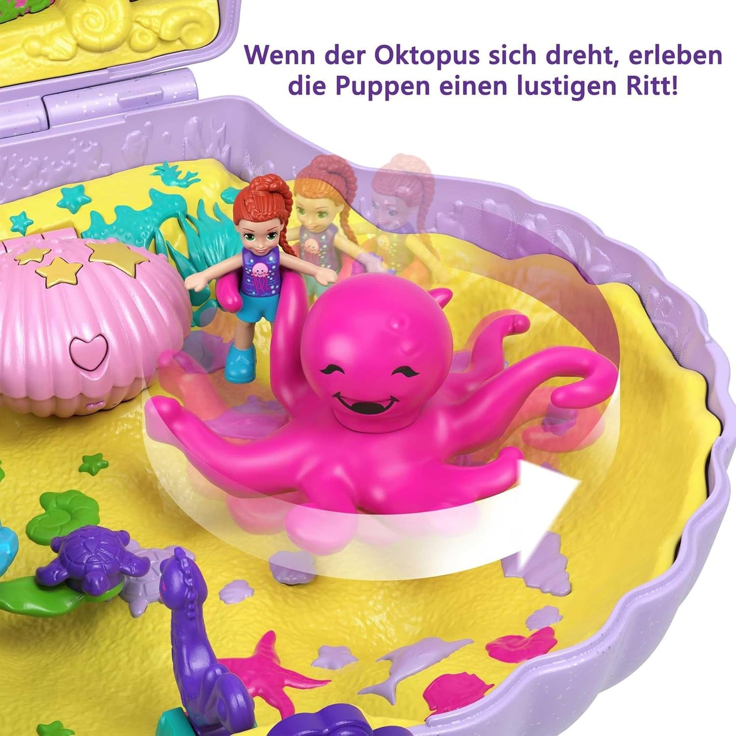 Polly Pocket Förvaringsbox Snäckväska med 2 dockor och 1 ubåt Polly Pocket Mermaid Toy Age 4+ GNH11