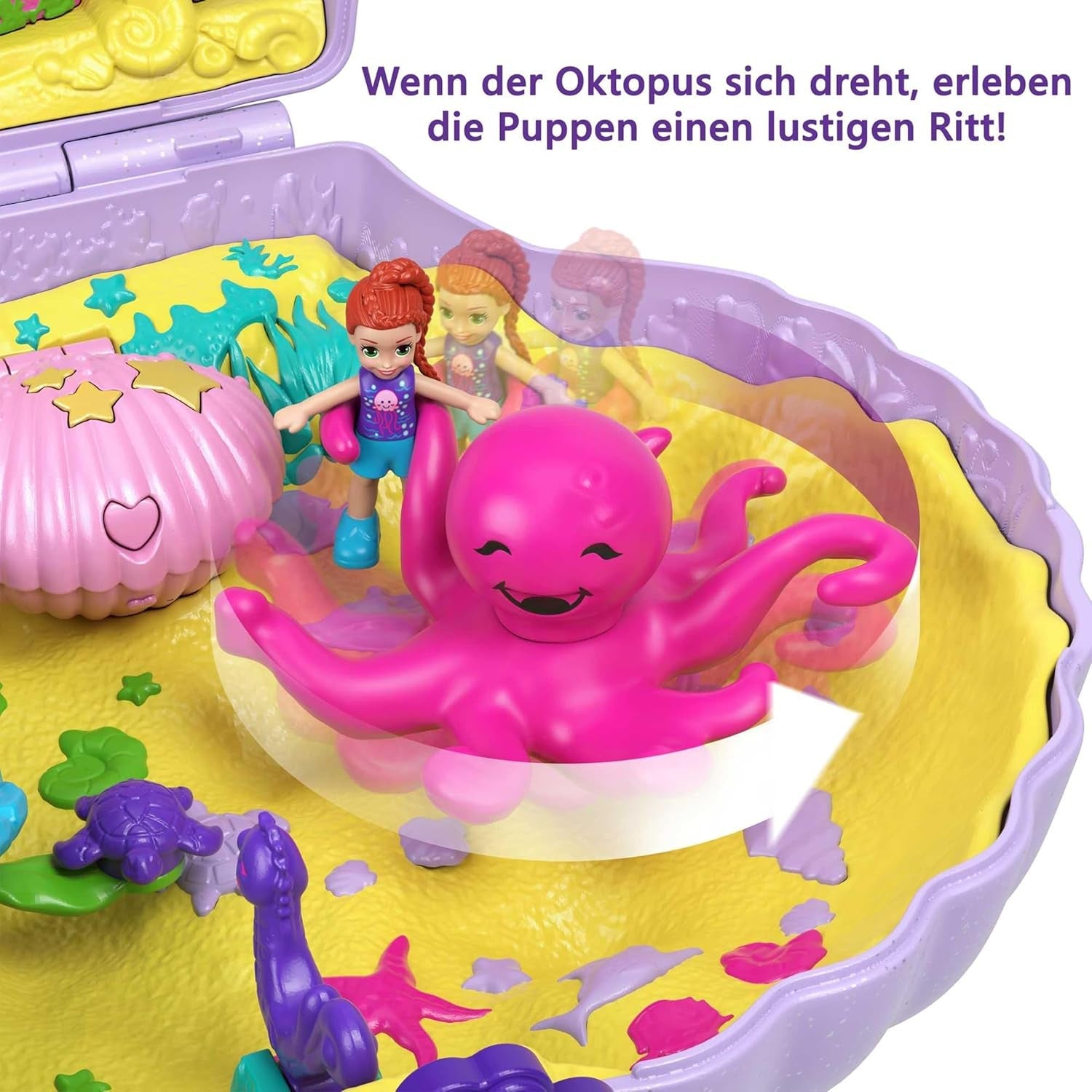 Polly Pocket Förvaringsbox Snäckväska med 2 dockor och 1 ubåt Polly Pocket Mermaid Toy Age 4+ GNH11