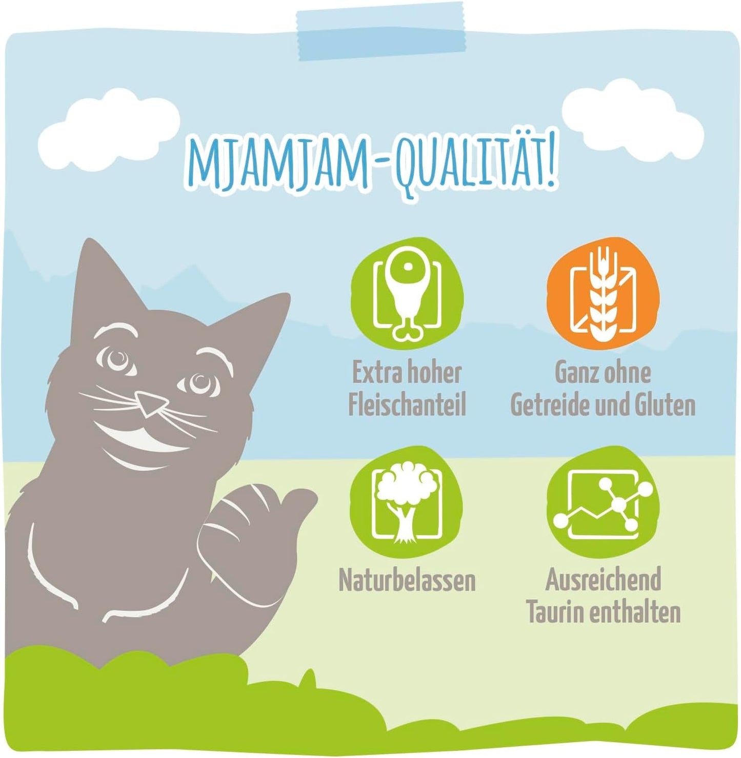 MjAMjAM - Premium våt kattfoder - Mör anka och fjäderfä med läckra morötter, 1 förpackning (1 x 400 g), spannmålsfri med extra kött