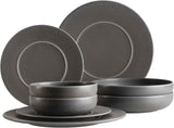 MÄSER Unico-serien, servisset för 2, tidlös, elegant, 8-delad keramisk bordsservice, stengods, antracit
