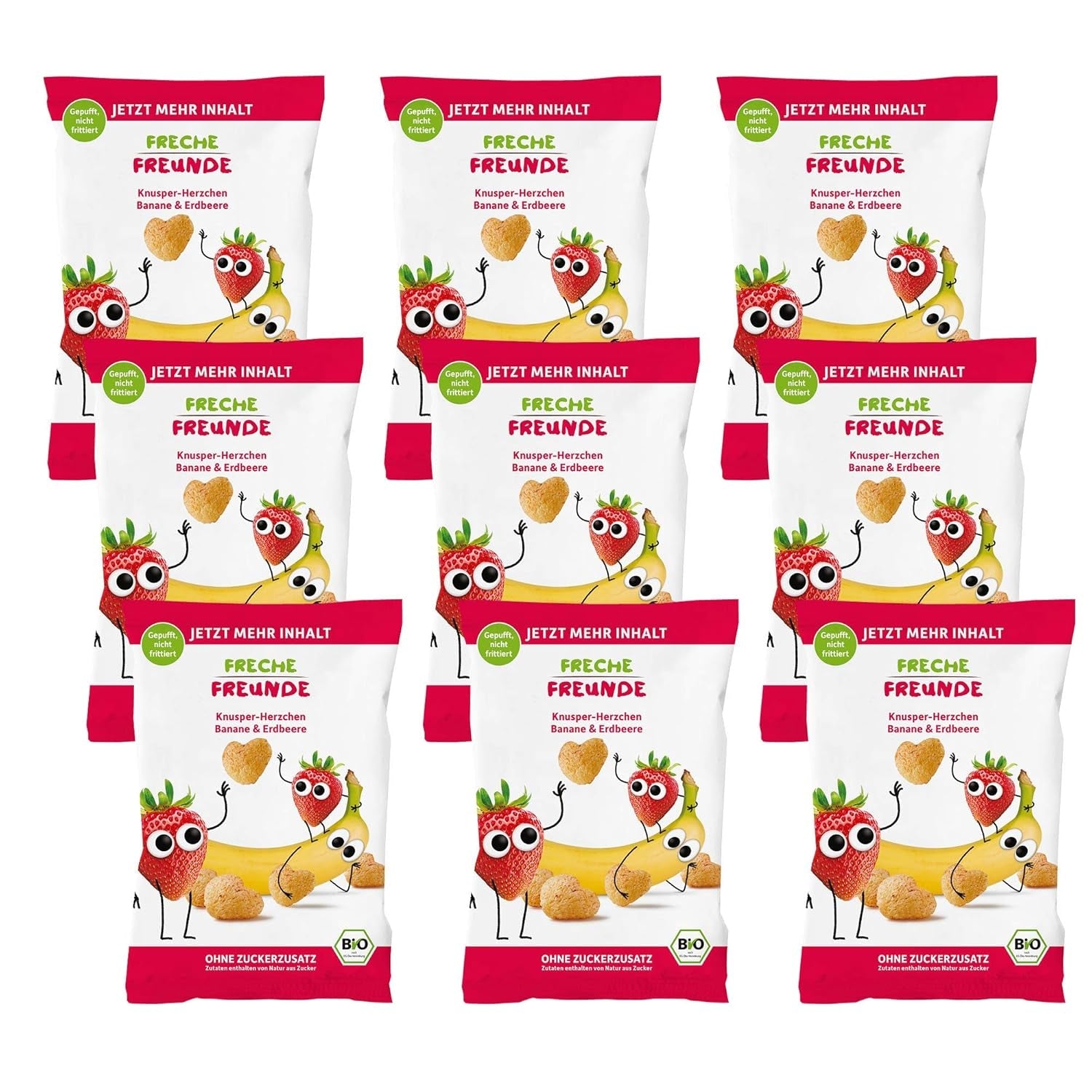100 % jordgubbar ekologiska fruktchips Frystorkade jordgubbschips Paket med 12 (12 x 12 g) och Crispy Hearts Banan & Strawberry Organic Kids & Baby Snack (9 x 30 g) 270 g