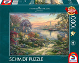 Schmidt Spiele 58785 Thomas Kinkade, New England Harbor, pussel 1000 bitar, färgstarkt Pussel Naty Shop Standardtitel