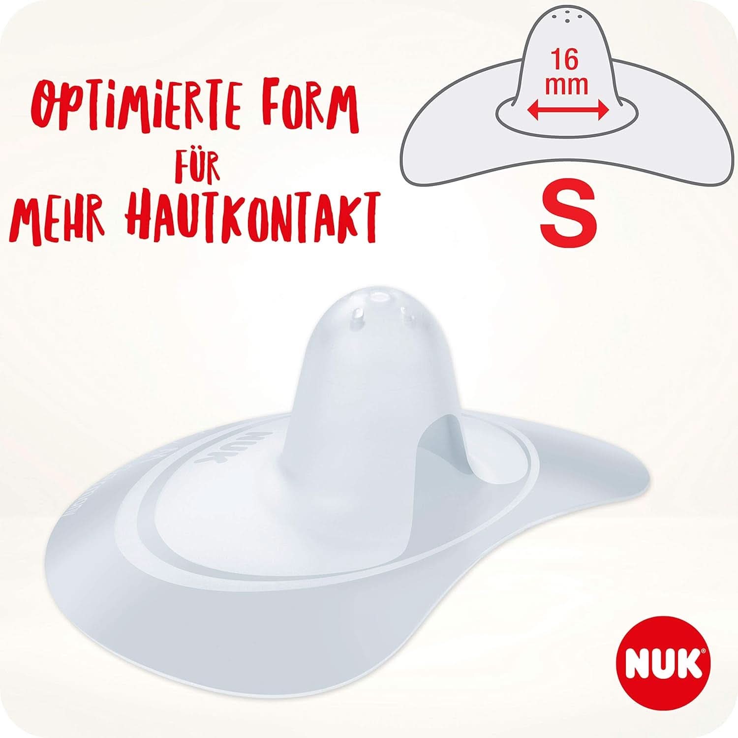 NUK nippelskydd | Amningsbröstskydd | Skyddar mot ömma bröstvårtor | Tunn silikon | Storlek S (16Mm) | 2 st Barnmat och amningstillbehör Naty Shop
