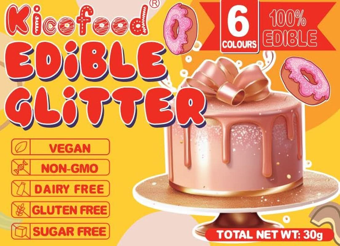 Ätbart glitter, set med 6 nyanser, 5 gram Glitter Naty Shop