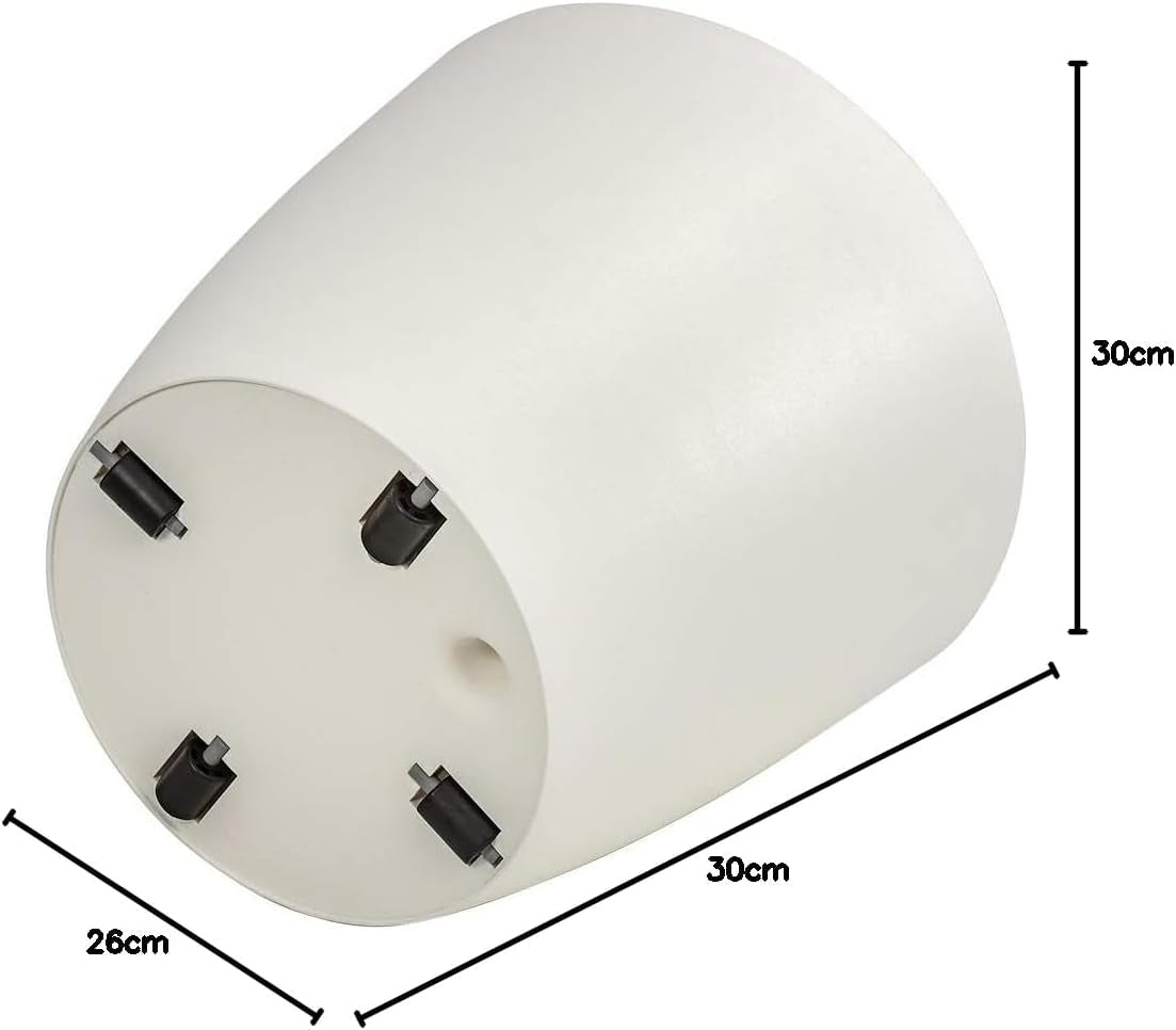Dehner Mila blomkruka med självvattningssystem, Ø 30 cm, höjd 26 cm, plast, vit