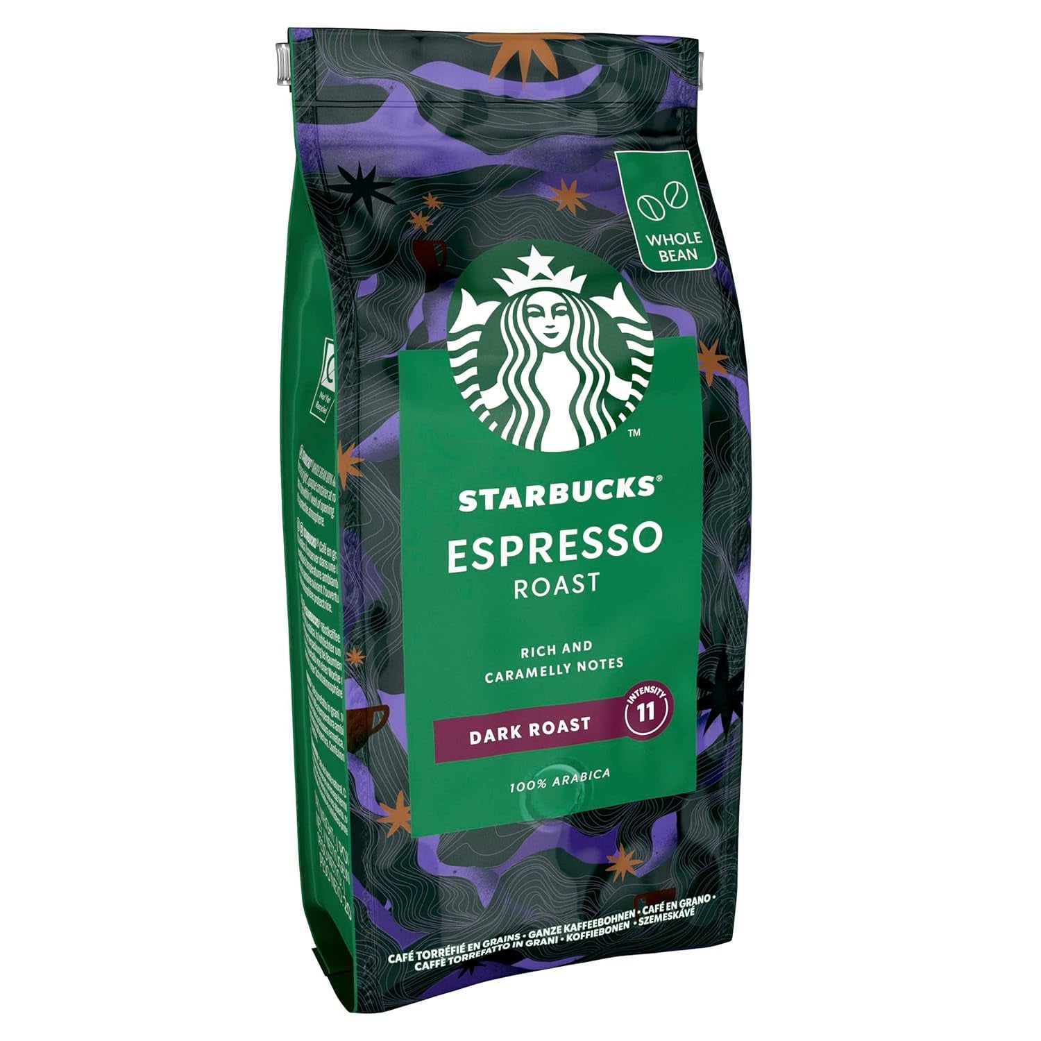 STARBUCKS Espresso Rost, Svart Rost, Hela Kaffebönor 200 g (Förpackning med 6)