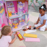 Kidkraft Candy Castle Trädockhus med möbler och tillbehör, Lama Unicorn Figure House, Ice Cream Cake Lift och gummistol för dockor, leksak för 3 år gammal, 20242 Naty Shop Dollhouses