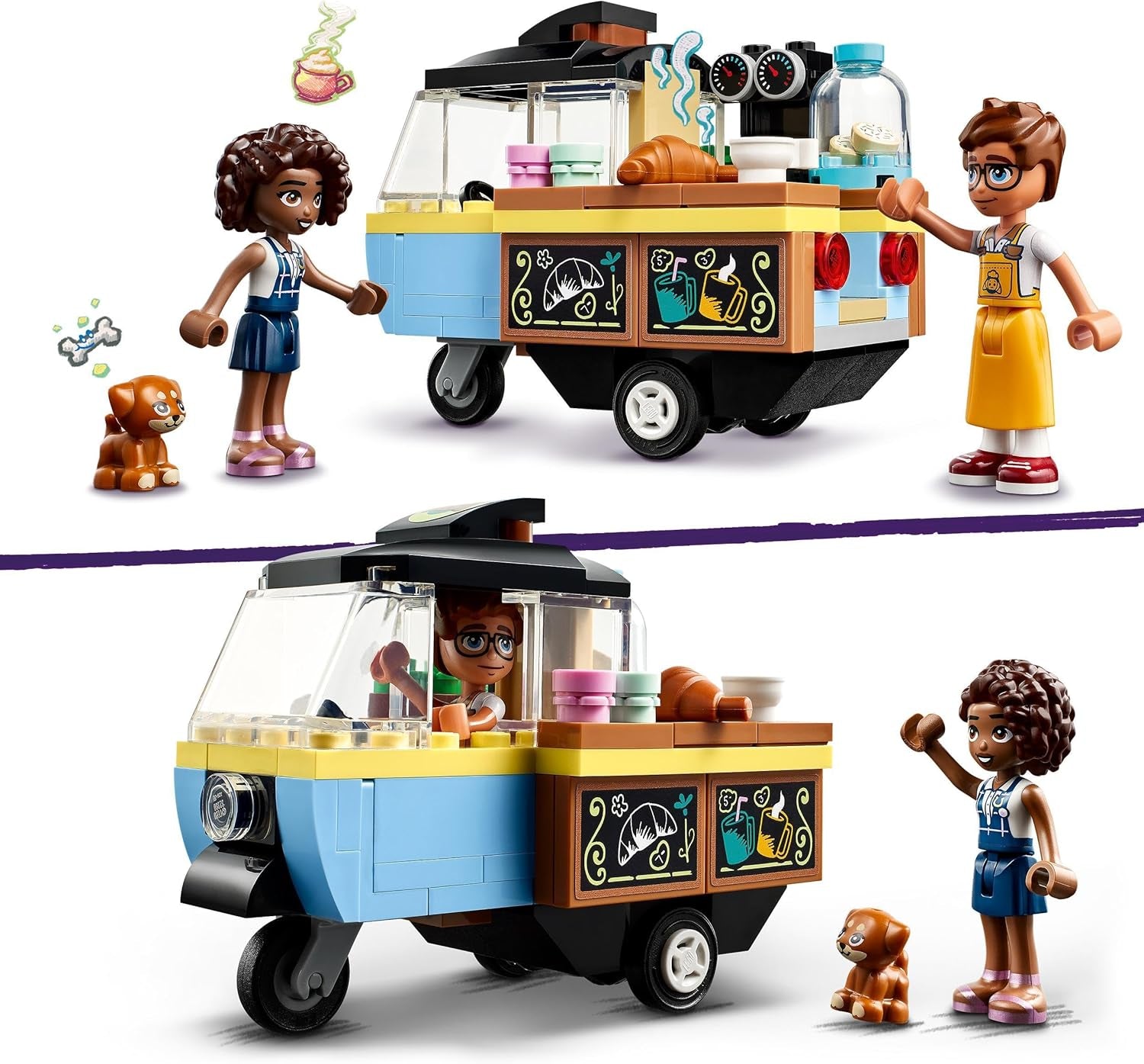 LEGO Friends Rolling Café Liten bakleksak för barn, present till flickor och pojkar 6 år, pedagogisk leksak med Aliya, Jules och Aira the Dog 42606 Byggset Beuche den LEGO-Store