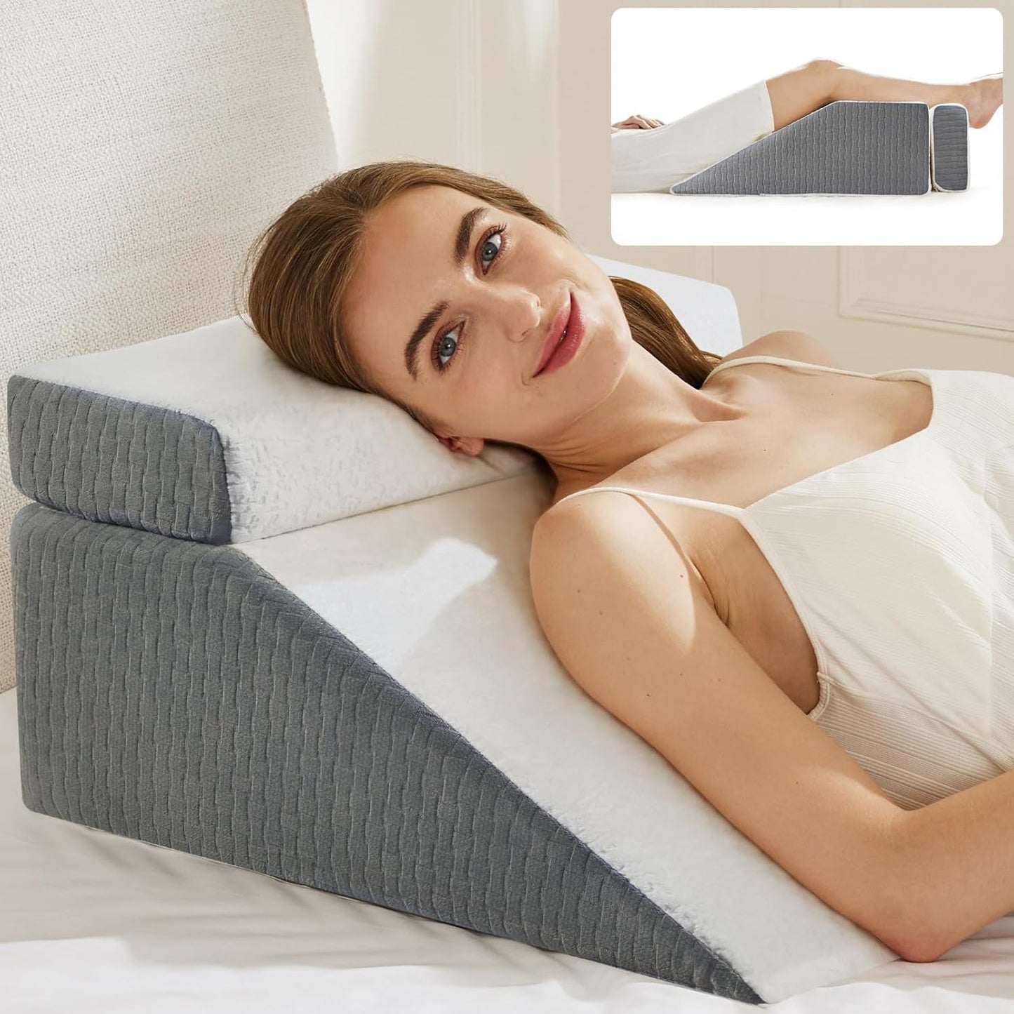 Läskudde och fjäderben Hiss kudde Memory Foam kudde för nacke, rygg och ben, multifunktionell löstagbar kudde för säng, soffa, sittande, sova och vila, 58x55x28cm