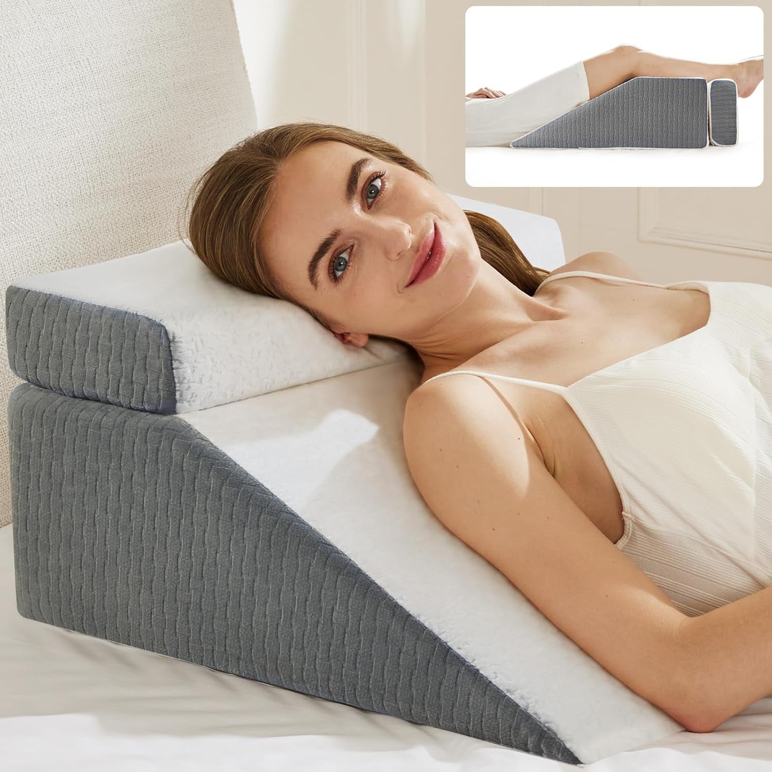 Läskudde och fjäderben Hiss kudde Memory Foam kudde för nacke, rygg och ben, multifunktionell löstagbar kudde för säng, soffa, sittande, sova och vila, 58x55x28cm