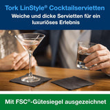 Tork Linstyle 509542 svarta cocktailservetter, 1/4-vikt, 1 lager, 23,8 x 23,8 cm, 1 x 100 servetter