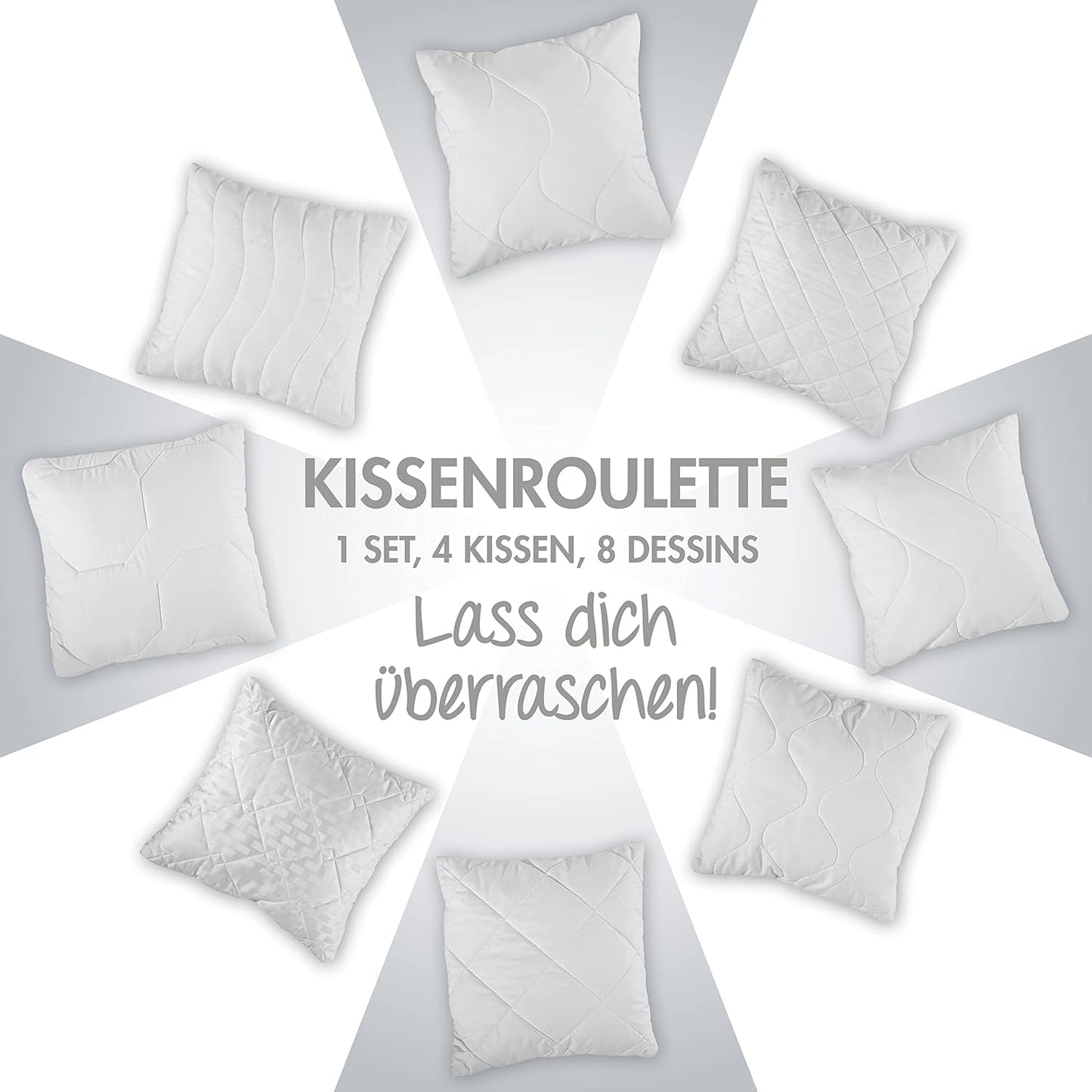 Traumnacht Bekväm roulettekudde, Set med 4 kuddar, Med quiltat överdrag och skumfyllning, 40 X 40 cm, Oeko-Tex certifierad, Tillverkad enligt den tyska kvalitetsstandarden Naty Shop standardkuddar