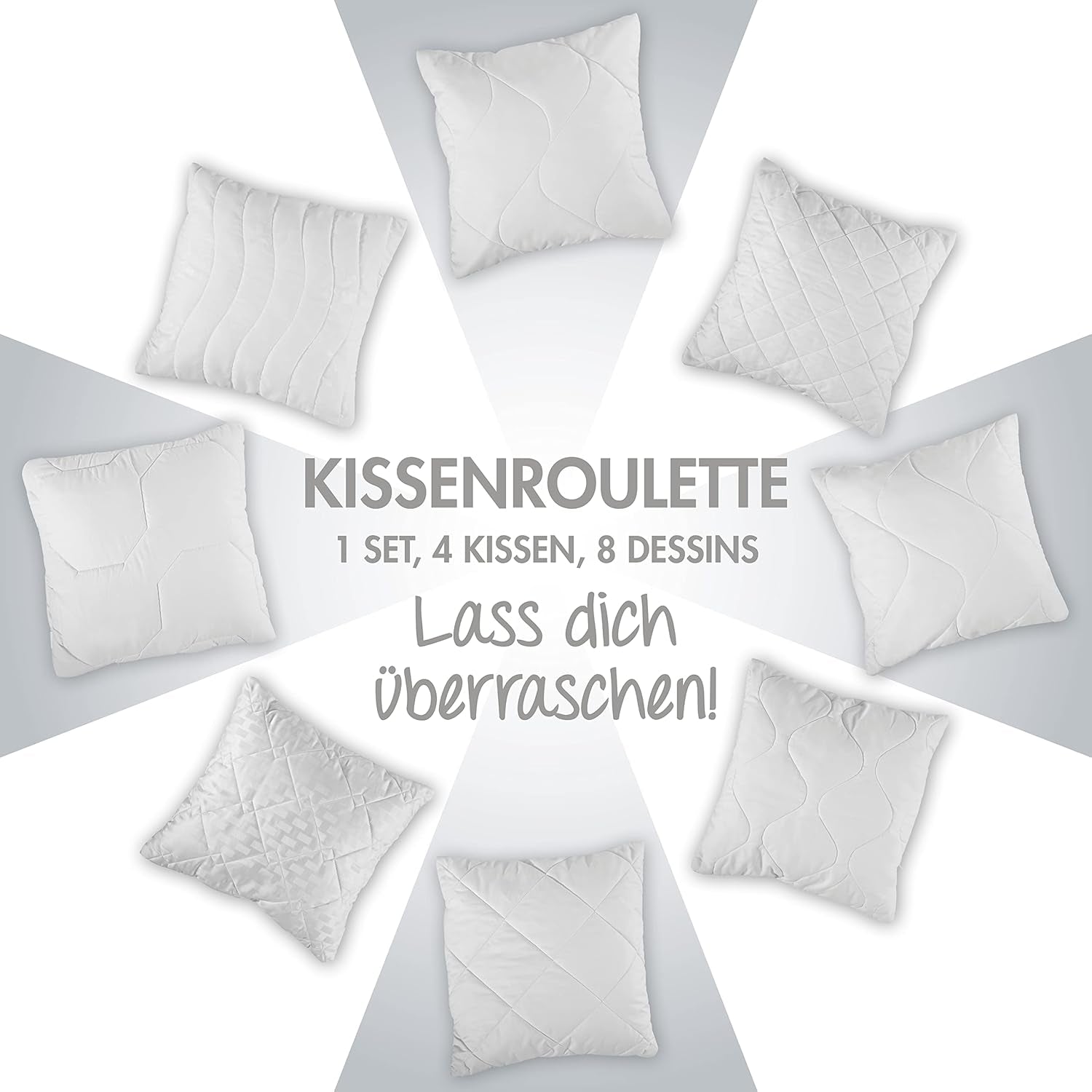 Traumnacht Bekväm roulettekudde, Set med 4 kuddar, Med quiltat överdrag och skumfyllning, 40 X 40 cm, Oeko-Tex certifierad, Tillverkad enligt den tyska kvalitetsstandarden Naty Shop standardkuddar