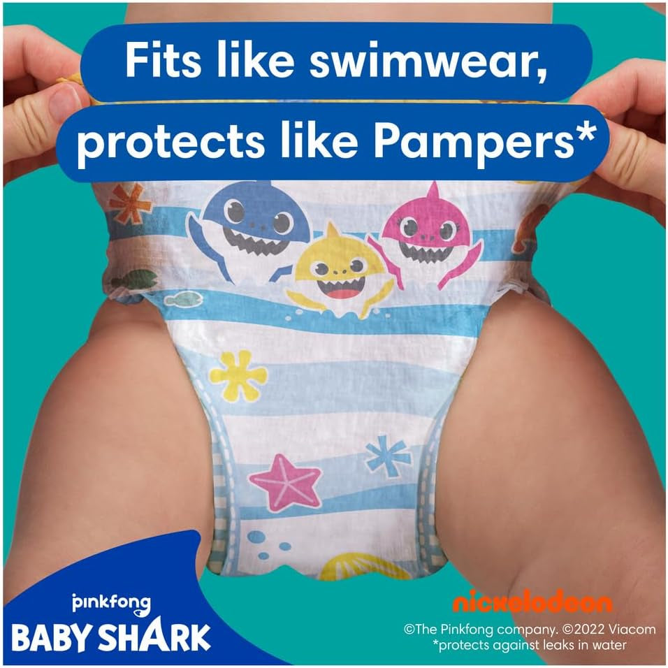 Pampers (gammal version), Splashers engångsbadshorts - Storlek 5/6 (14 kg+) - Kartong med 8 förpackningar om 10