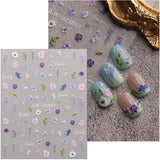 JMEOWIO 3D Nagelsticker Blumen Nail Art Sticker Selbstklebend Nagelaufkleber 5D Stereoskopisk Frühling Sommer Blumen Dekoration Nageldesign Zubehör 4 Blatt