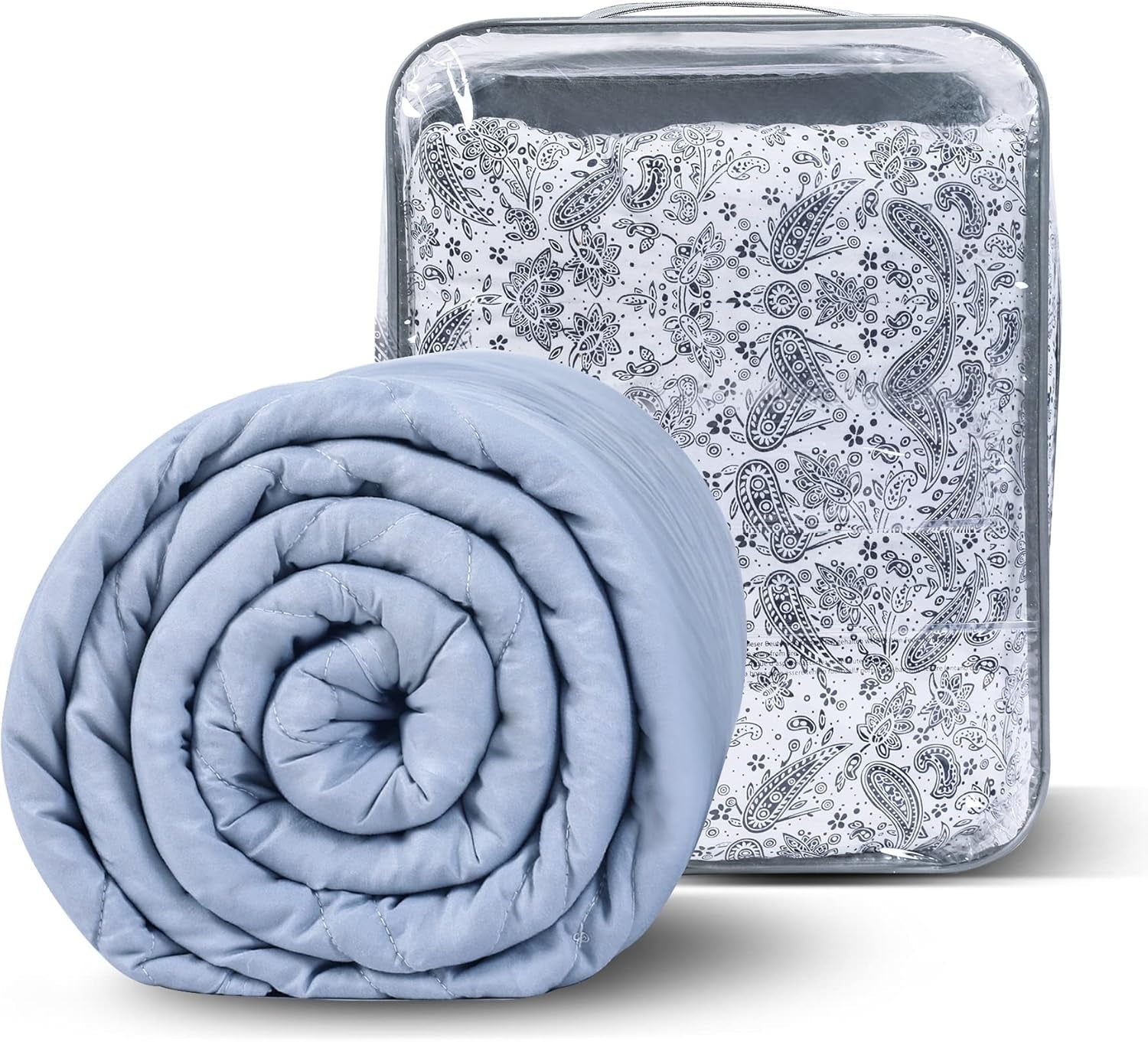 Winthome tyngdfilt med påslakan 150X205 cm 10,4 kg, bekväm tyngdfilt, antistressterapifilt, tung filt för djupare sömn och bättre återhämtning, tung filt för vuxna (grå) Besuche den Winthome-Store-6K30X Grå